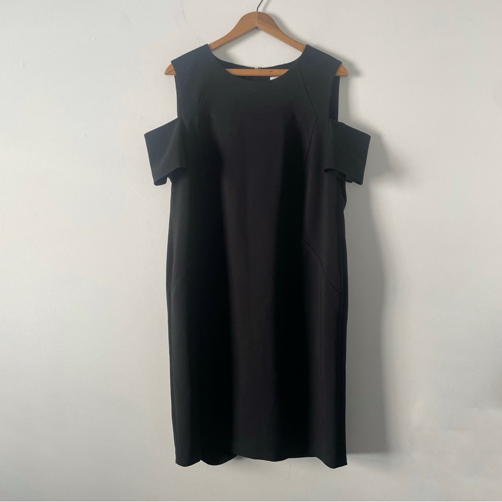 Chicos Black Cold Shoulder Office Career Knee Length Dress Size 2.5 US 14